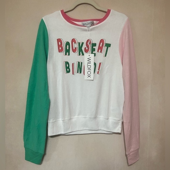 Wildfox size S Backseat Bingo baggy beach jumper sweatshirt NWT - Picture 4 of 8